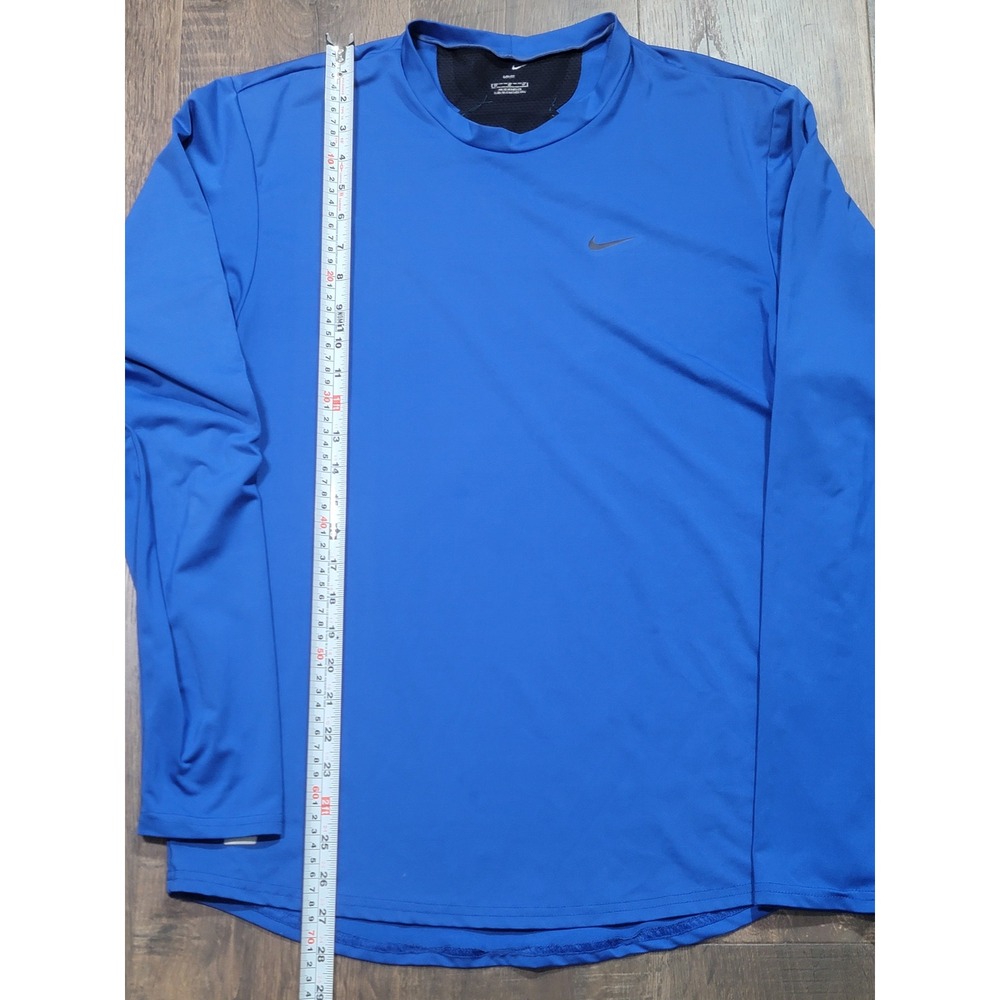 Nike Dri-FIT Mens Medium Blue Long Sleeve Performance Training Shirt Mesh Back
